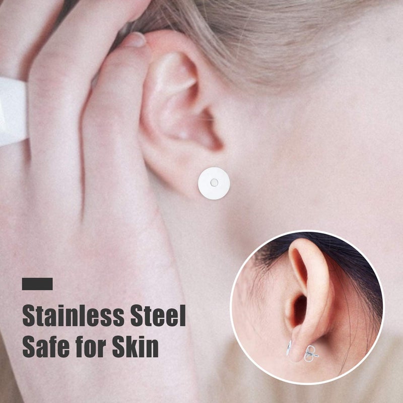 VERACT Earring Posts Stainless Steel, 500Pcs Hypoallergenic Flat Pad Earring Studs (4mm, 6mm) with Butterfly and Rubber Bullet Earring Backs for Jewelry Making Findings - Image 4